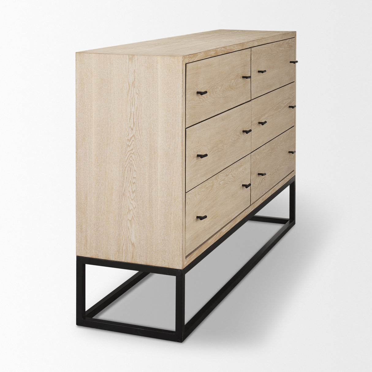 Ciara 6 Drawer Beige Fir Veneer w/ Black Metal Sideboard from Mercana - Luna Furniture
