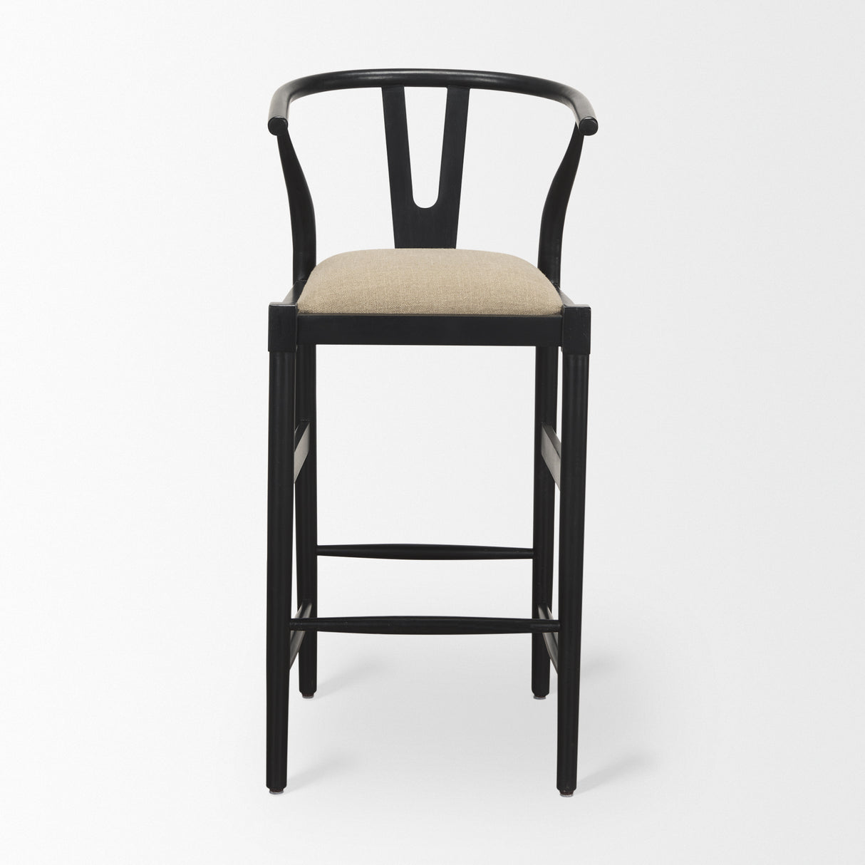 Trixie Black Wood Frame w/ Dark Taupe Fabric Seat Bar Stool from Mercana - Luna Furniture