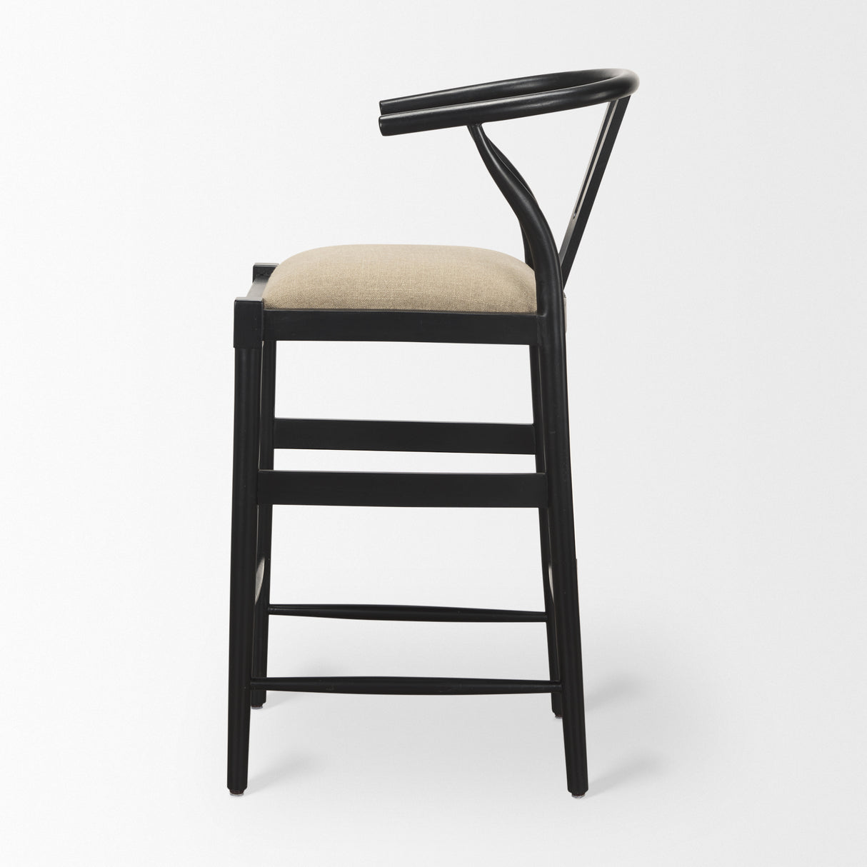 Trixie Black Wood Frame w/ Dark Taupe Fabric Seat Bar Stool from Mercana - Luna Furniture