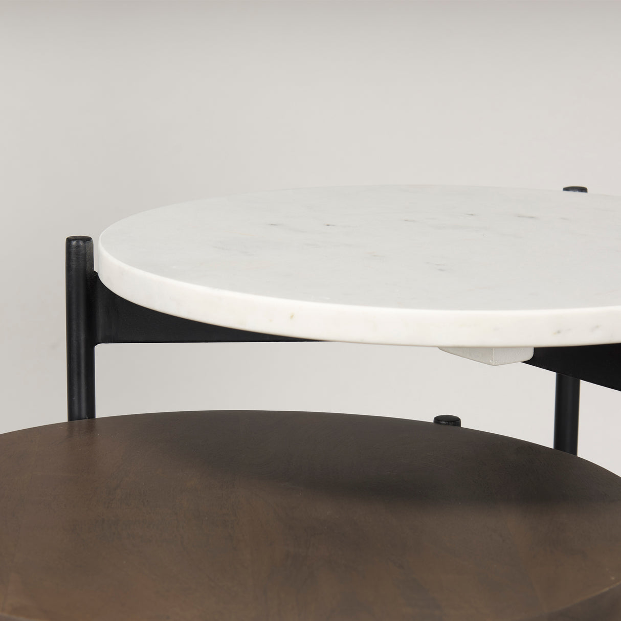 Larkin Marble & Dark Brown Wood Tabletop Nesting End/Side Tables from Mercana - Luna Furniture