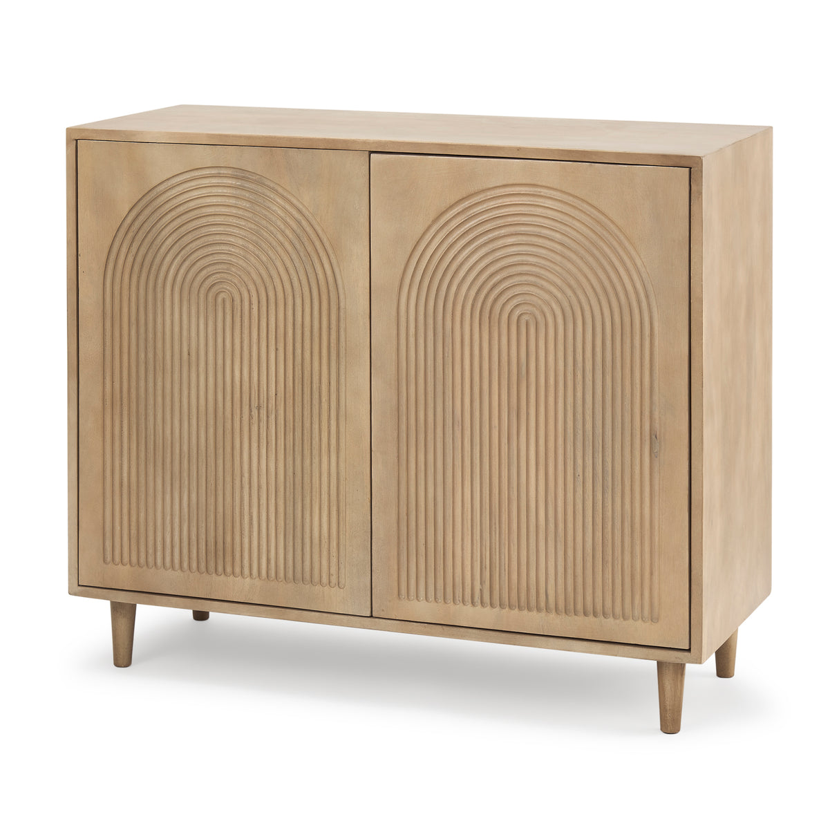 Tucker Light Brown Wood w/ Carved Arch Pattern 2 Door Accent Cabinet from Mercana - Luna Furniture
