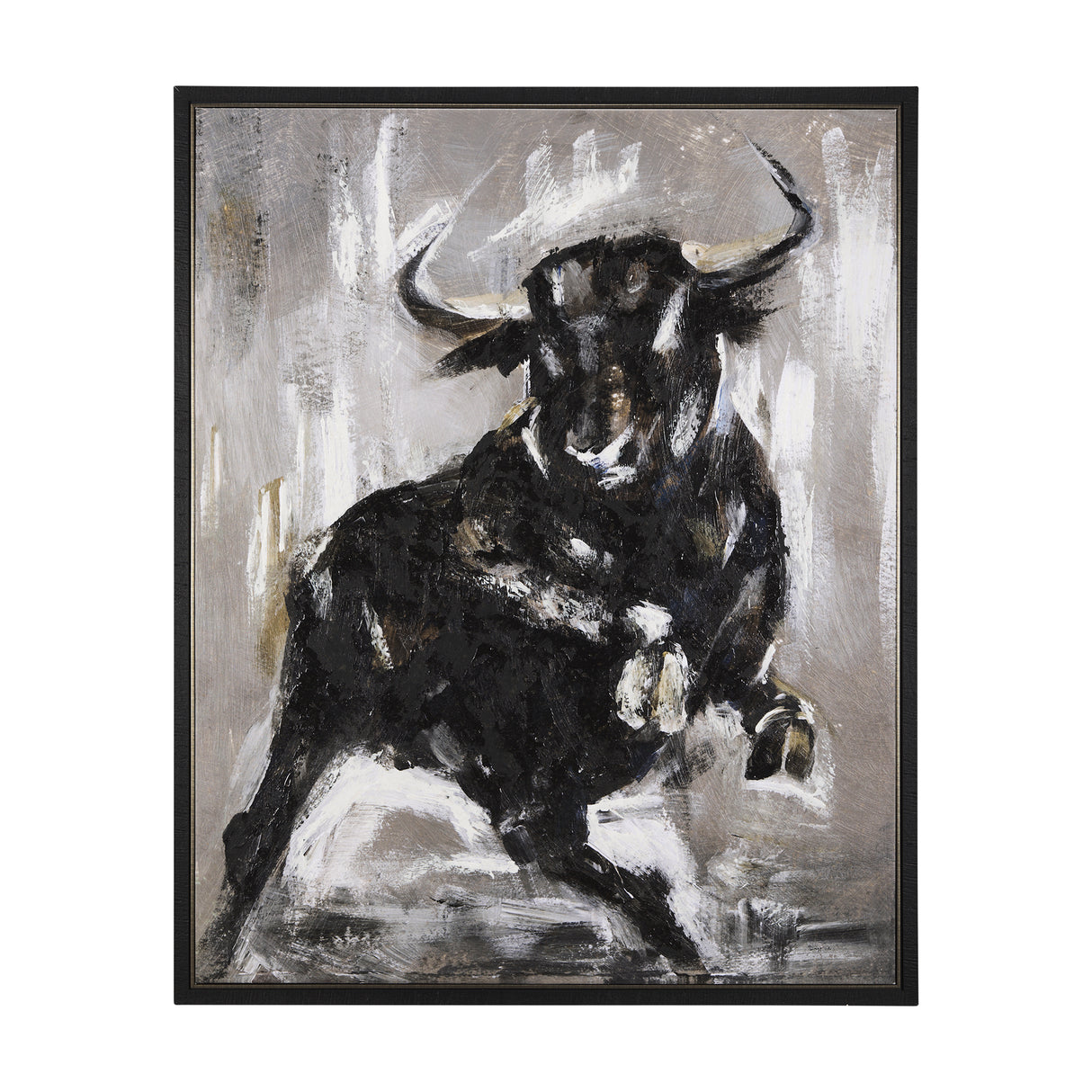 Bull by Mercana Studio a Hand Embellished Textured Framed Canvas from Mercana - Luna Furniture