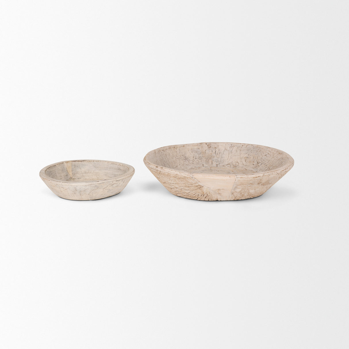 Nikita Set of 2 Large Light-Wash Reclaimed Wood Bowls from Mercana - Luna Furniture