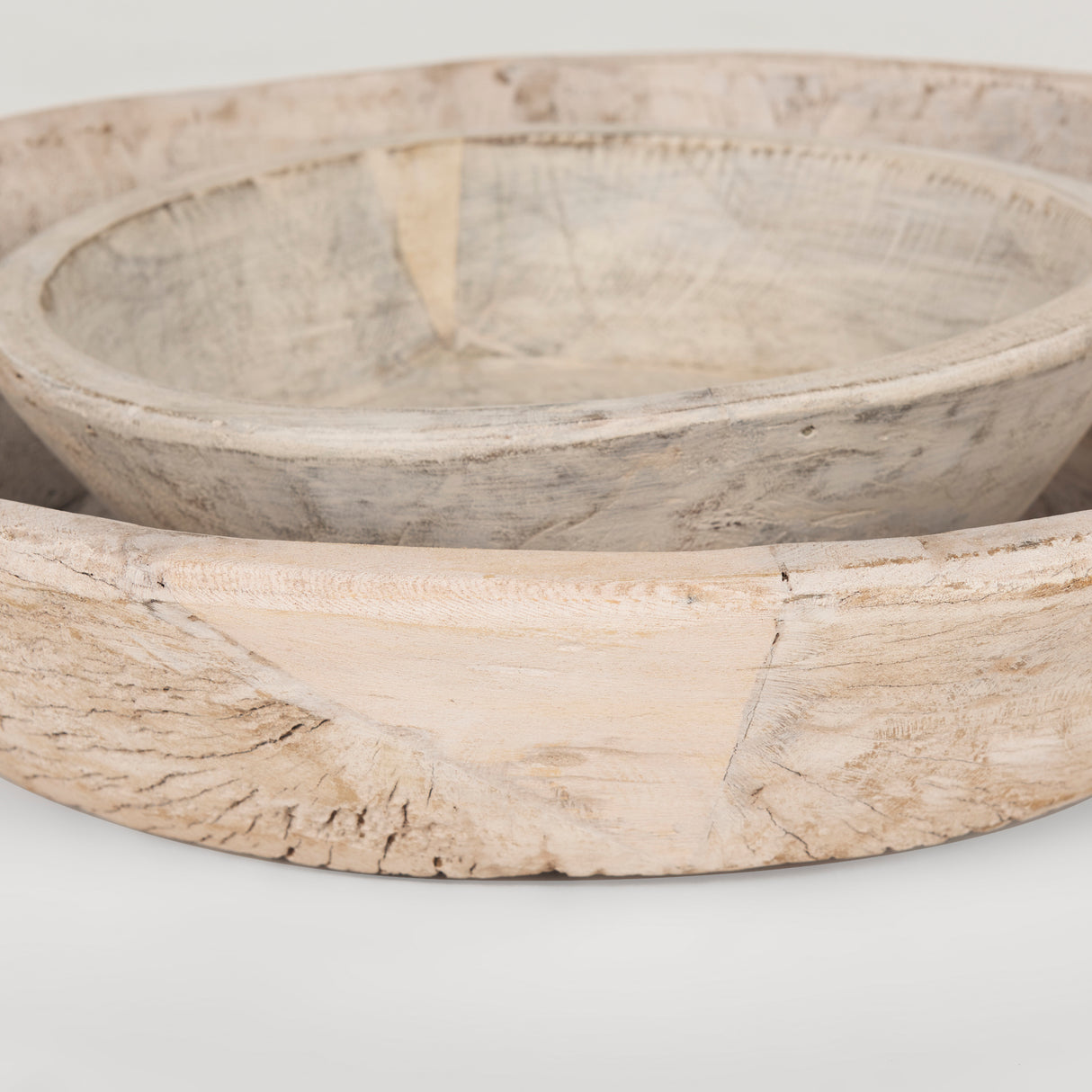 Nikita Set of 2 Large Light-Wash Reclaimed Wood Bowls from Mercana - Luna Furniture