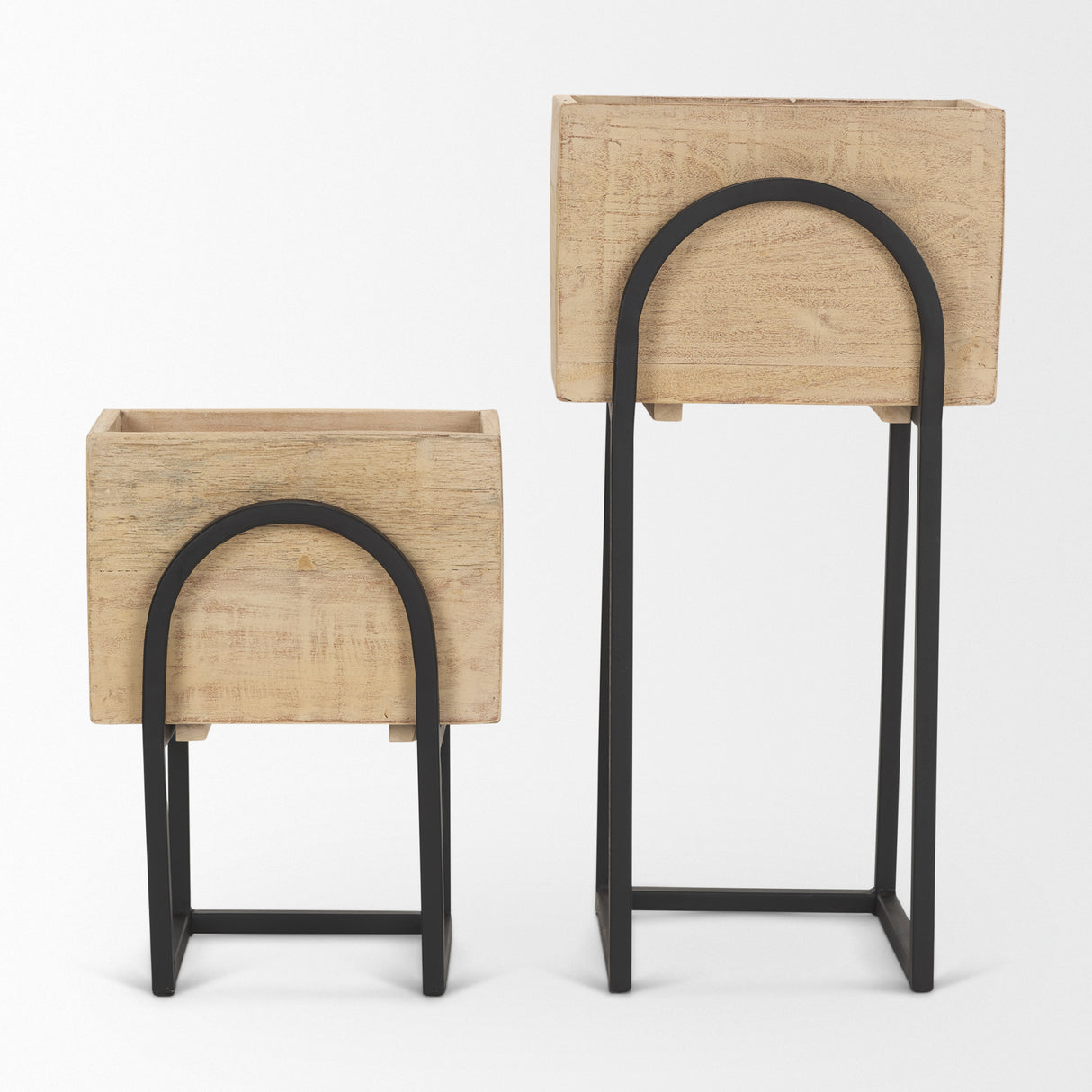 Jadine Set of 2 Beige Wood w/ Black Metal Arch Frames from Mercana - Luna Furniture