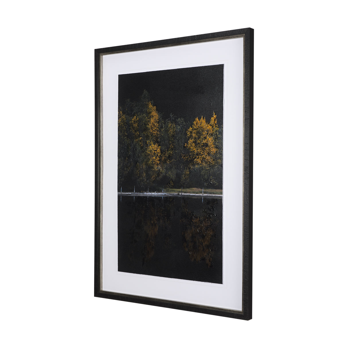 Water's Reflection-L by Chad Mackay a Hand Embellished Textured Framed Art Print Matted under Glass from Mercana - Luna Furniture