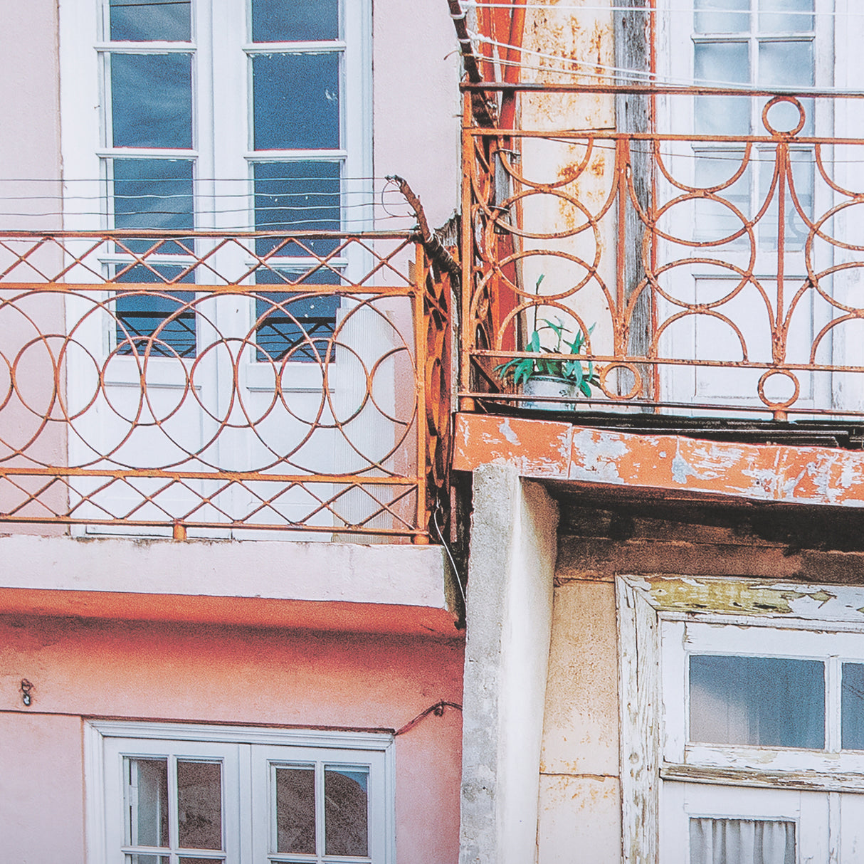 Porto Houses by Laura Marshall a Framed Photo Art Print Matted under Glass from Mercana - Luna Furniture