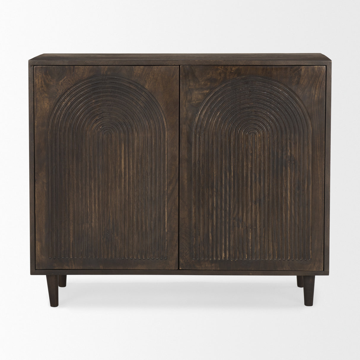 Tucker Dark Brown Wood w/ Carved Arch Pattern 2 Door Cabinet from Mercana - Luna Furniture