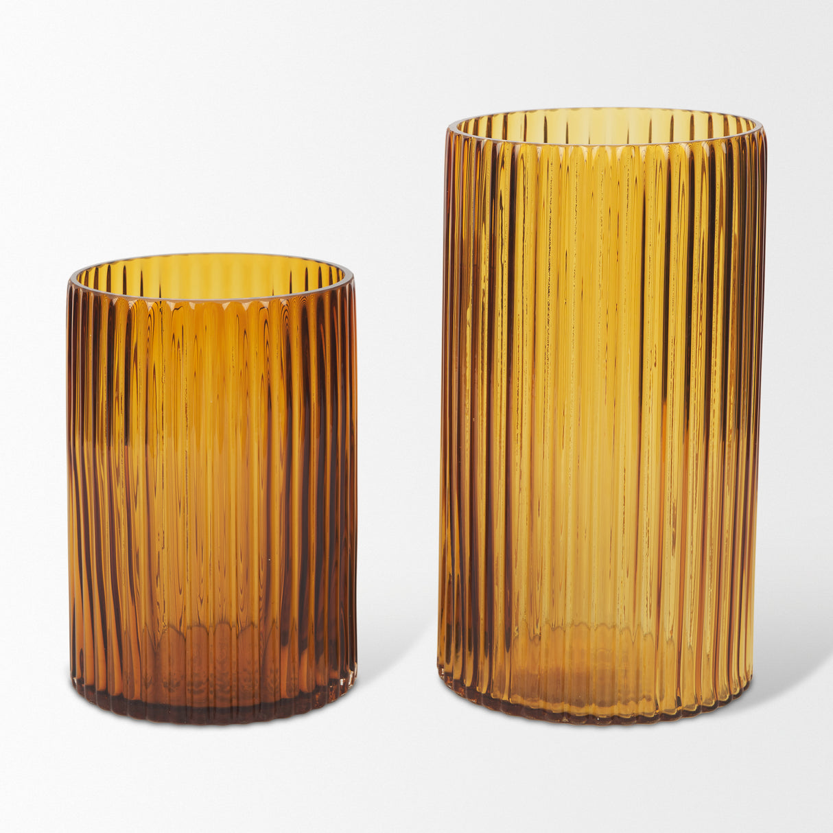 Dawn 11.4" Ribbed Amber Glass Vase from Mercana - Luna Furniture