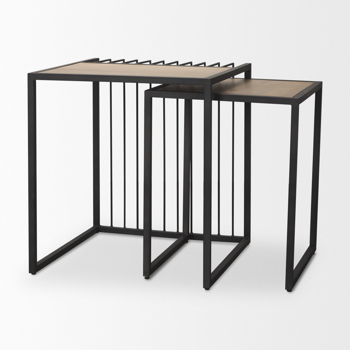 Miles Black Metal w/ Light Wood Nesting End/Side Table from Mercana - Luna Furniture