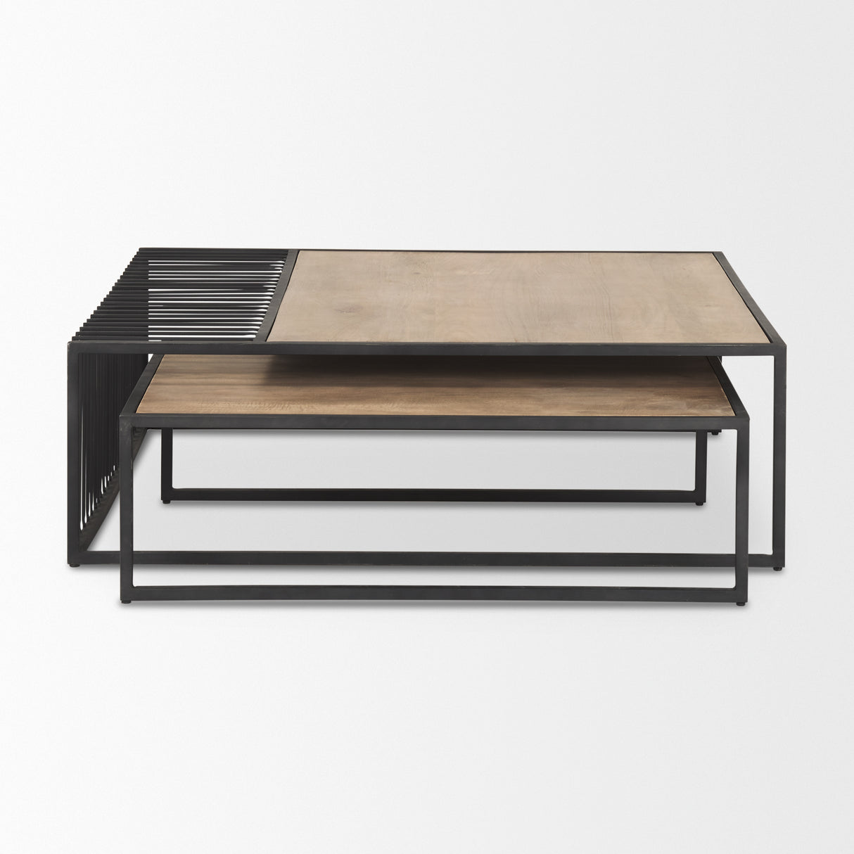 Miles Black Metal w/ Light Wood Nesting Coffee Table from Mercana - Luna Furniture