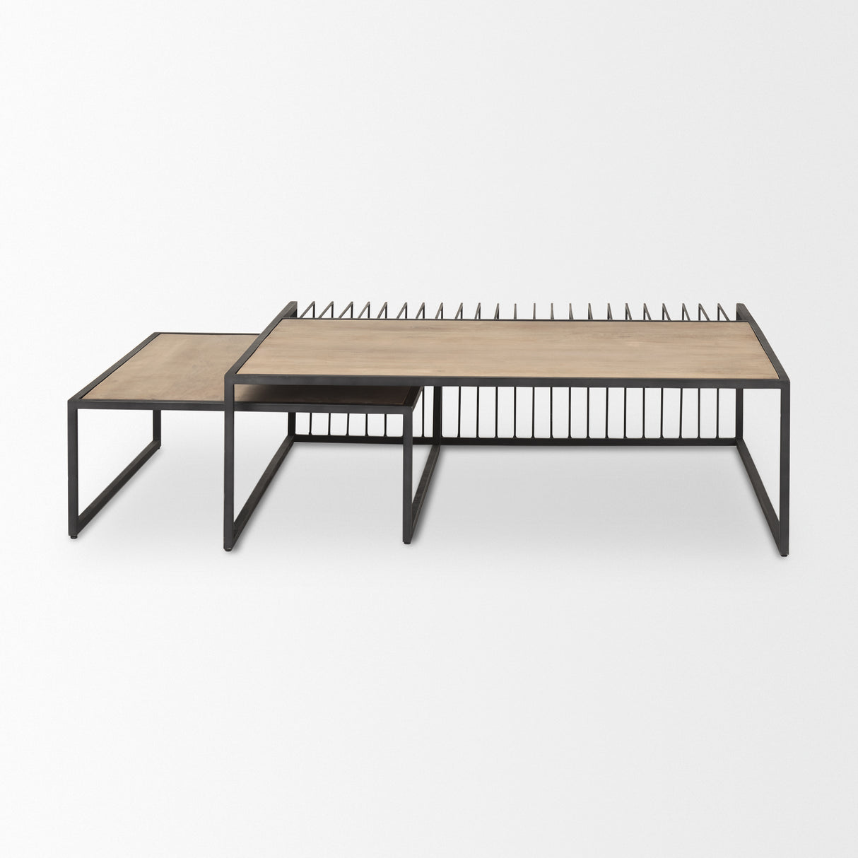 Miles Black Metal w/ Light Wood Nesting Coffee Table from Mercana - Luna Furniture