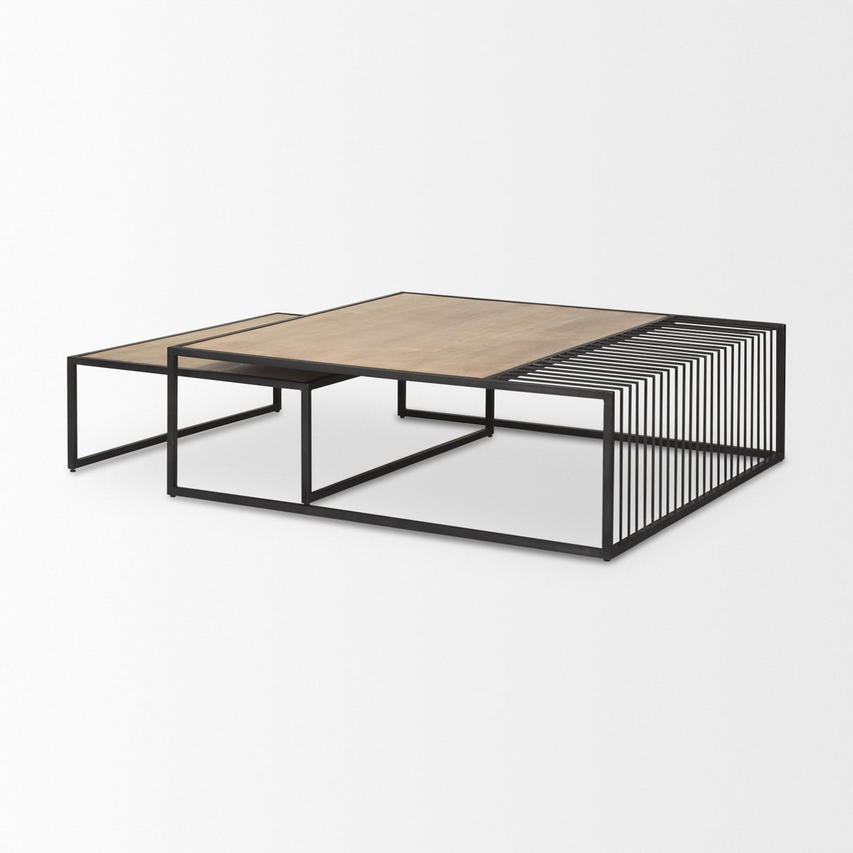 Miles Black Metal w/ Light Wood Nesting Coffee Table from Mercana - Luna Furniture