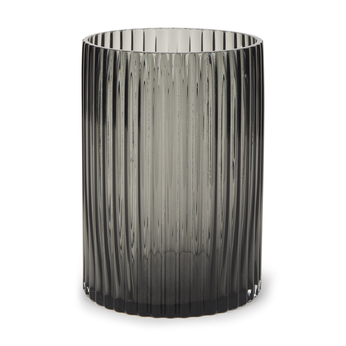 Dawn 8" Ribbed Smoke Gray Glass Vase from Mercana - Luna Furniture