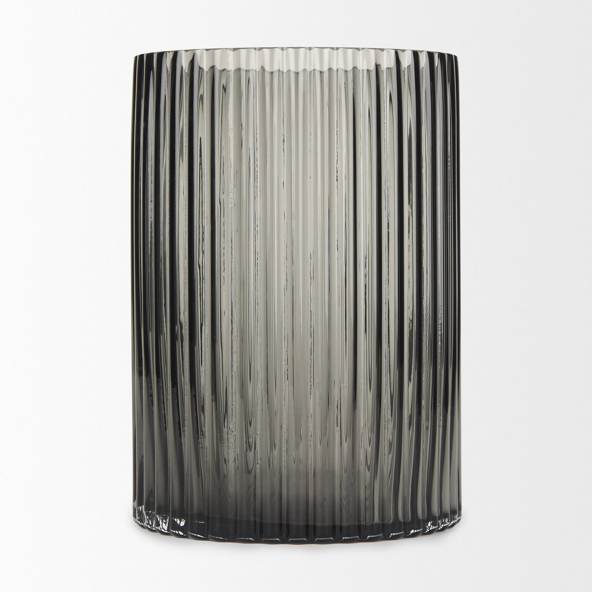 Dawn 8" Ribbed Smoke Gray Glass Vase from Mercana - Luna Furniture