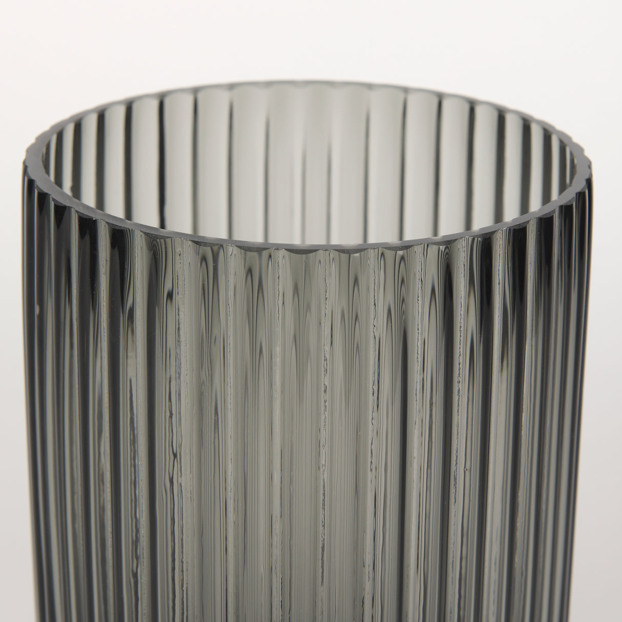 Dawn 8" Ribbed Smoke Gray Glass Vase from Mercana - Luna Furniture