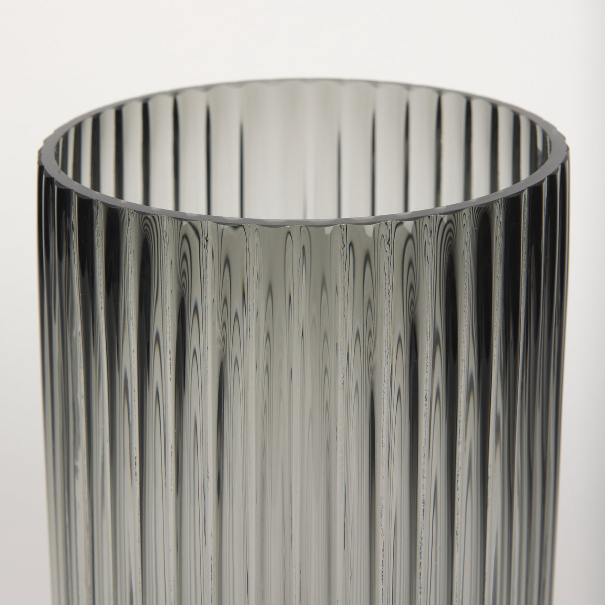 Dawn 11.4" Ribbed Smoke Gray Glass Vase from Mercana - Luna Furniture