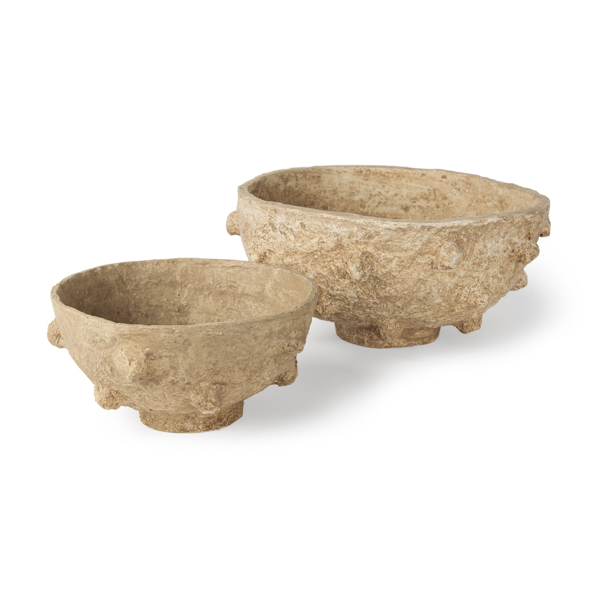 Sonam Set of 2 Beige Paper Mache Spiked Bowls from Mercana - Luna Furniture