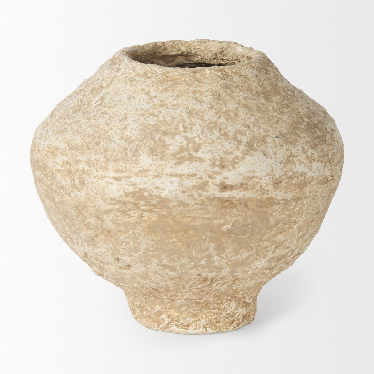 Ritu Small Beige Paper Mache Pot Vase from Mercana - Luna Furniture