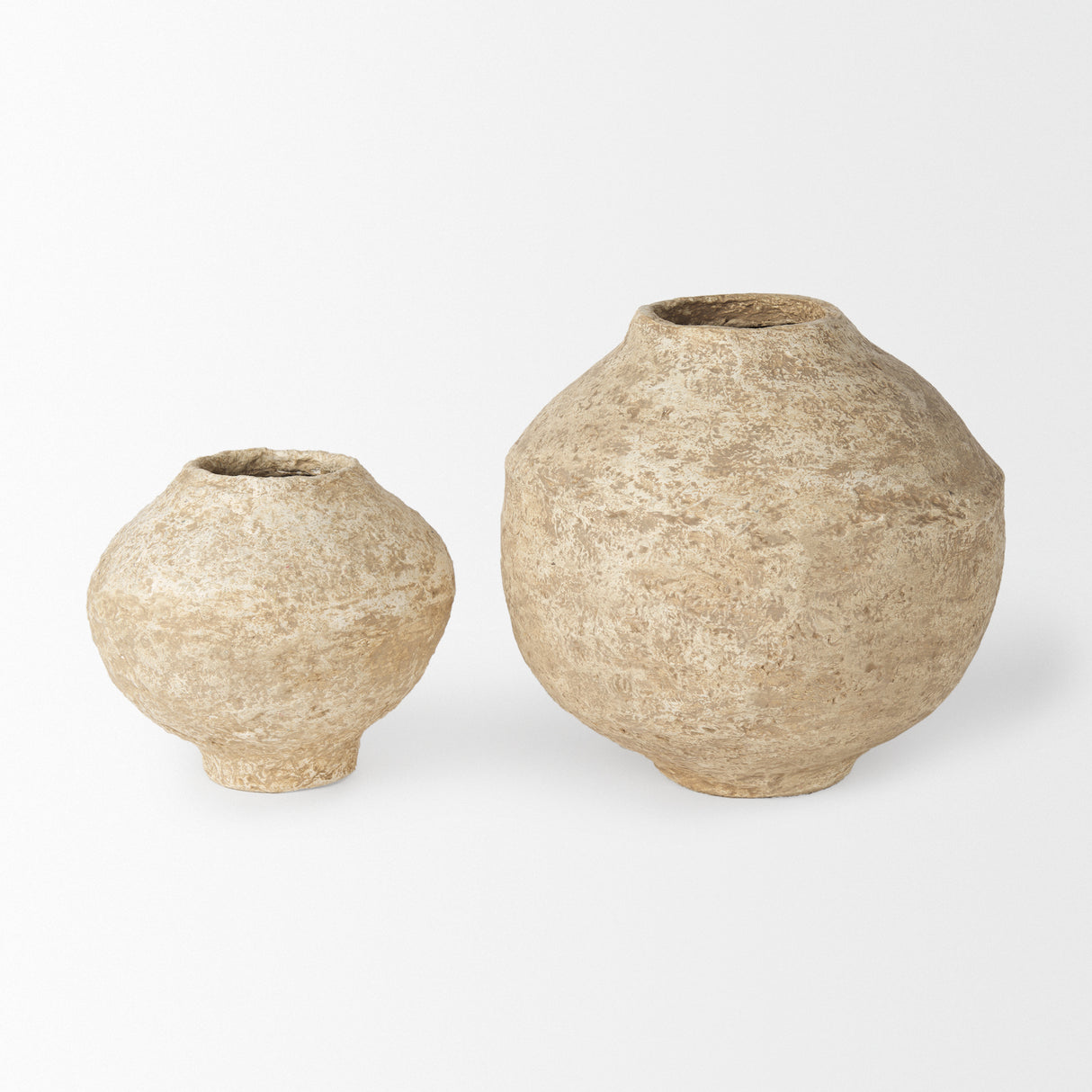 Ritu Small Beige Paper Mache Pot Vase from Mercana - Luna Furniture