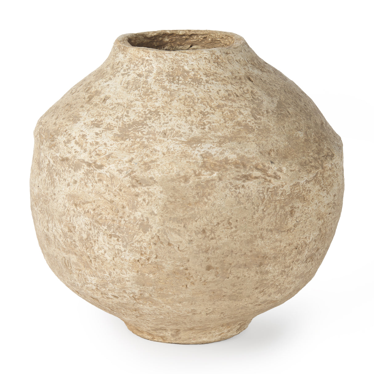 Ritu Large Beige Paper Mache Pot Vase from Mercana - Luna Furniture