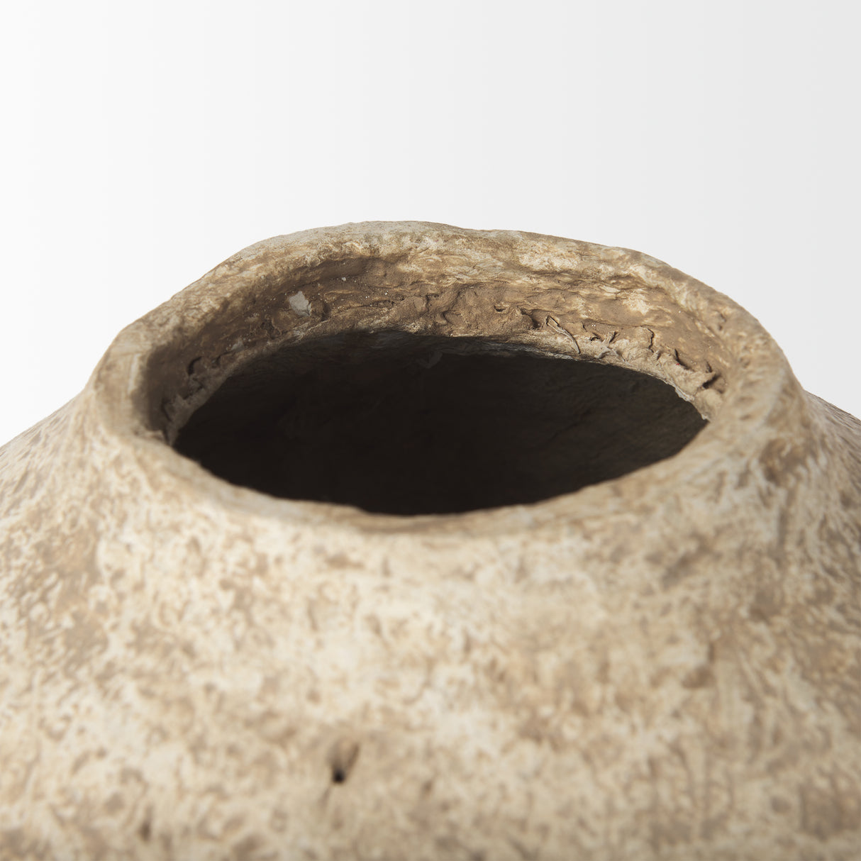 Ritu Large Beige Paper Mache Pot Vase from Mercana - Luna Furniture