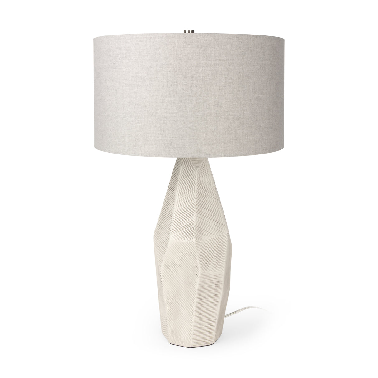 Piven White w/Antiqued Wash Textured Ceramic Table Lamp from Mercana - Luna Furniture