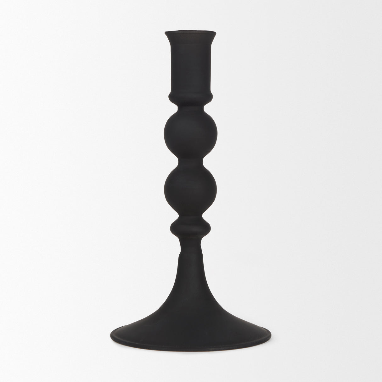 Haute Small Matte Black Blown Glass Candlestick from Mercana - Luna Furniture