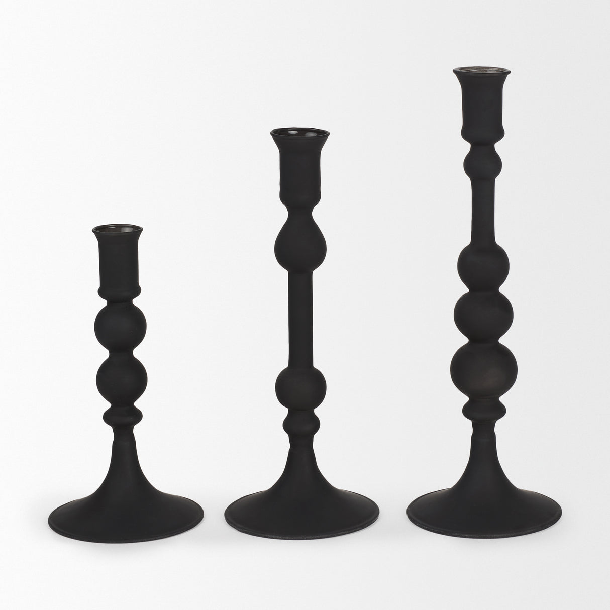 Haute Small Matte Black Blown Glass Candlestick from Mercana - Luna Furniture