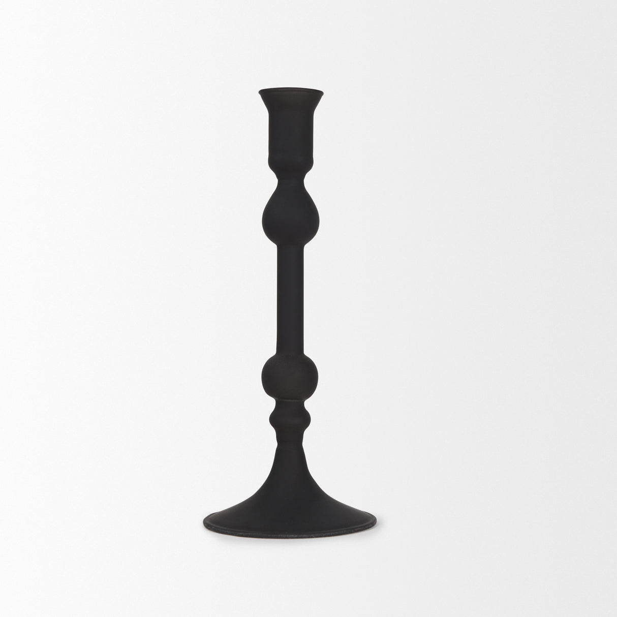 Haute Medium Matte Black Blown Glass Candlestick from Mercana - Luna Furniture
