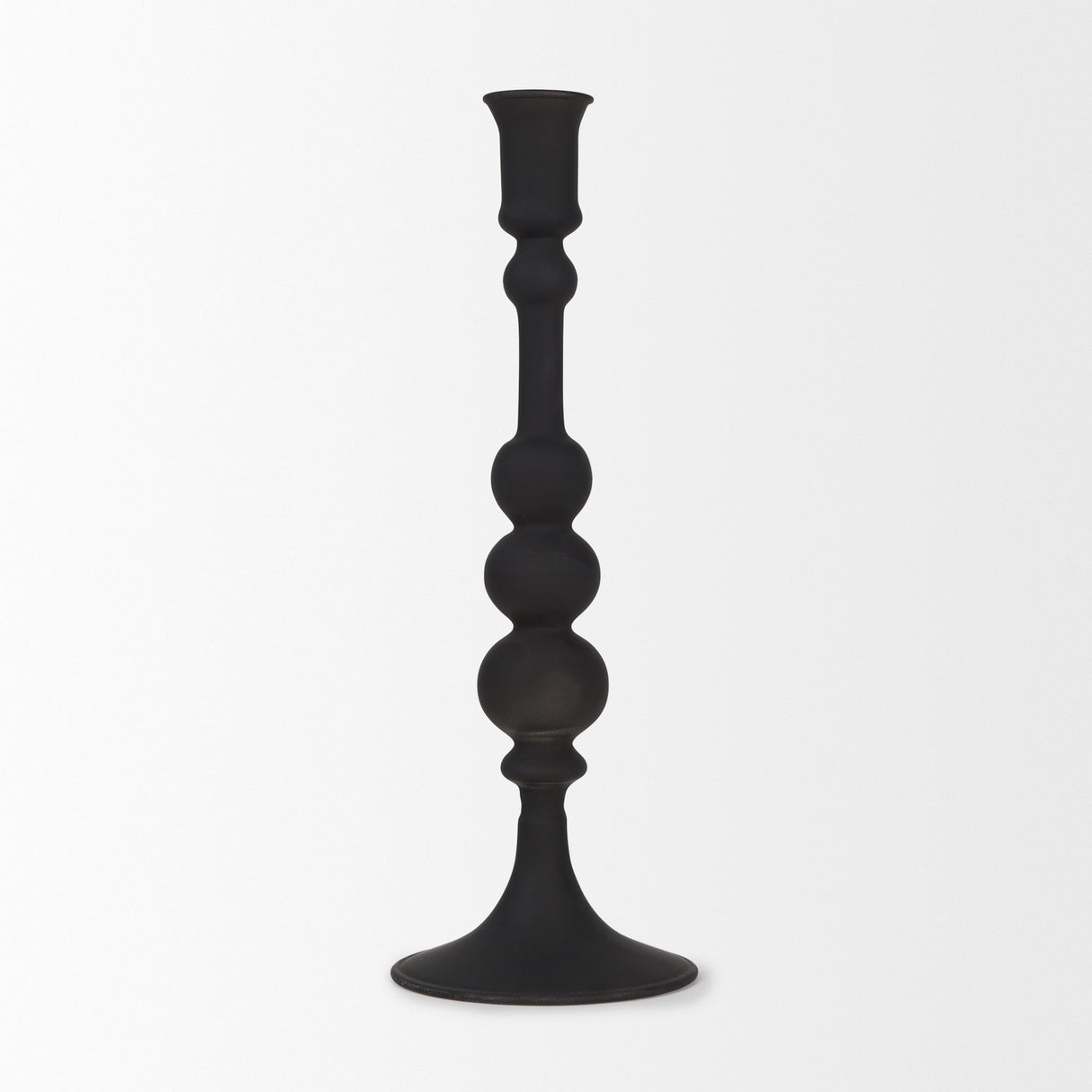 Haute Large Matte Black Blown Glass Candlestick from Mercana - Luna Furniture