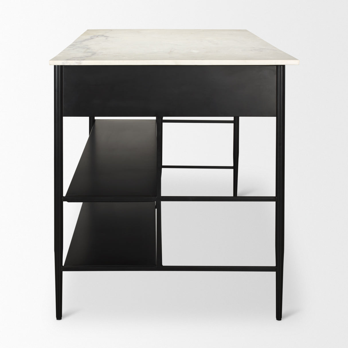 Amika White Marble Top Black Metal Base Kitchen Island from Mercana - Luna Furniture