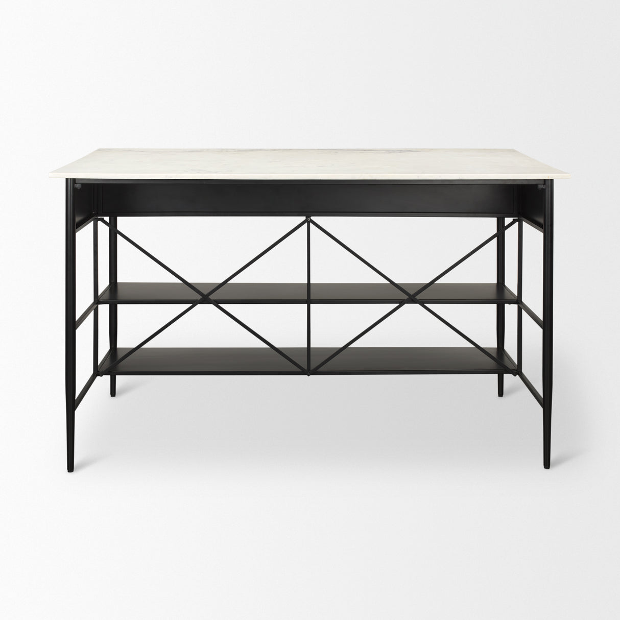 Amika White Marble Top Black Metal Base Kitchen Island from Mercana - Luna Furniture
