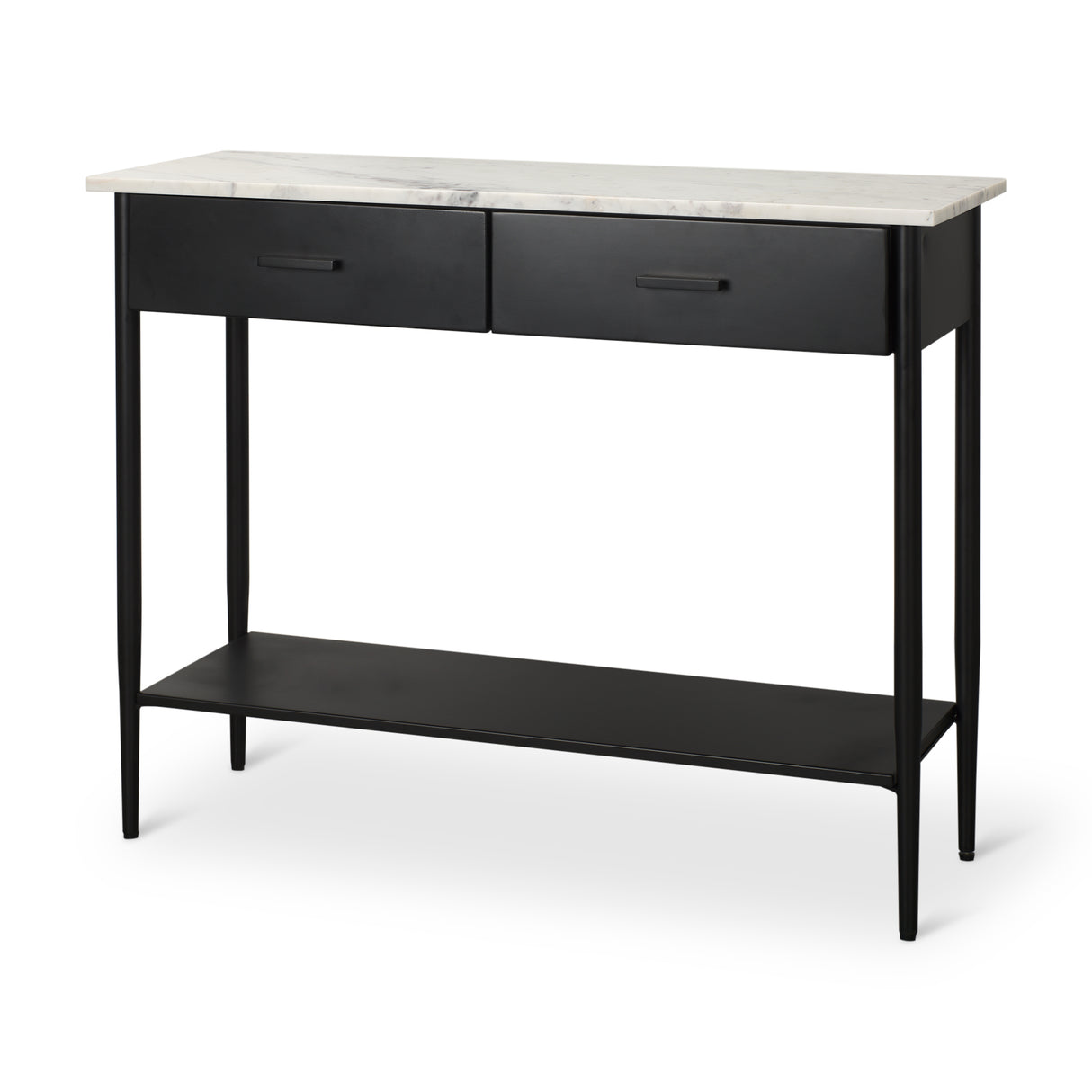 Amika White Marble Top Black Metal Base Console Table from Mercana - Luna Furniture