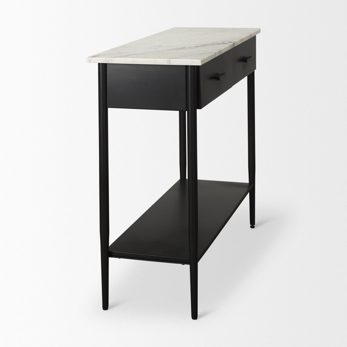 Amika White Marble Top Black Metal Base Console Table from Mercana - Luna Furniture