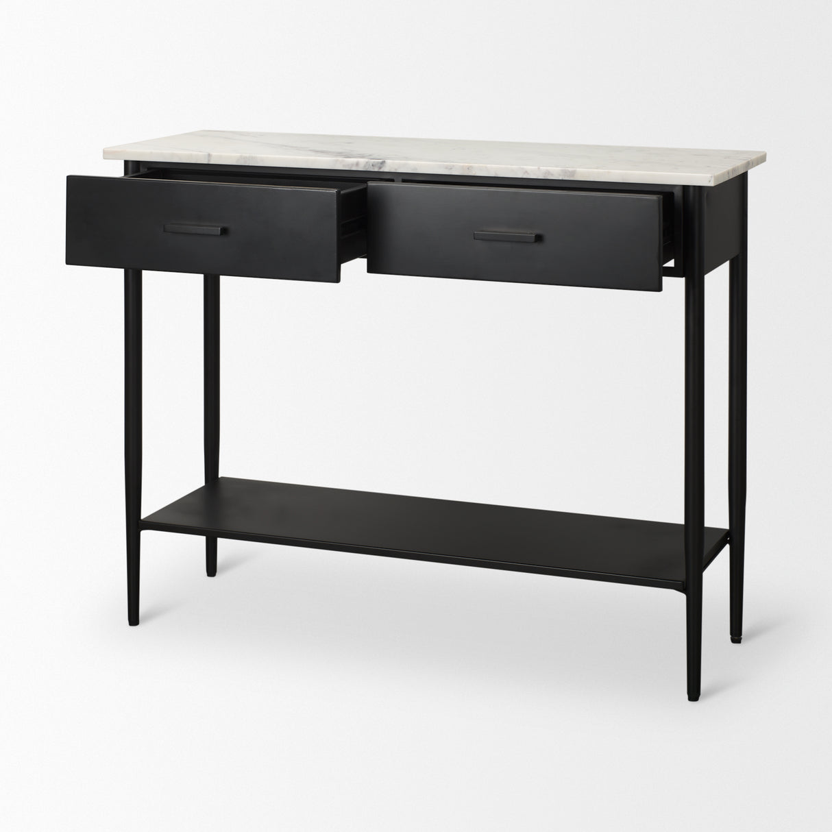 Amika White Marble Top Black Metal Base Console Table from Mercana - Luna Furniture