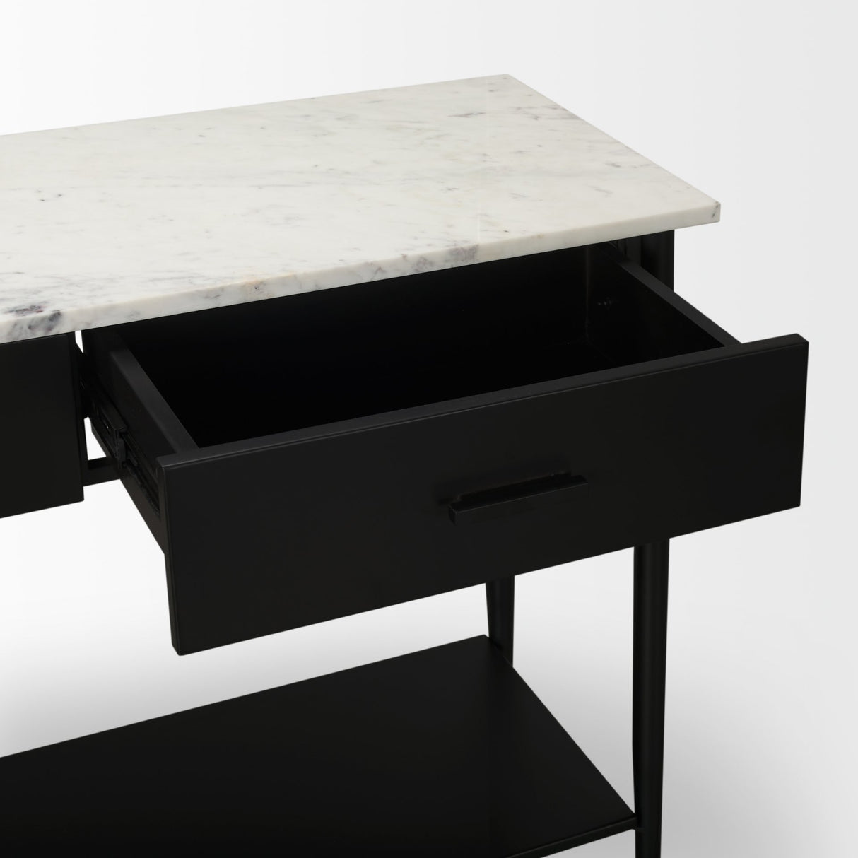 Amika White Marble Top Black Metal Base Console Table from Mercana - Luna Furniture