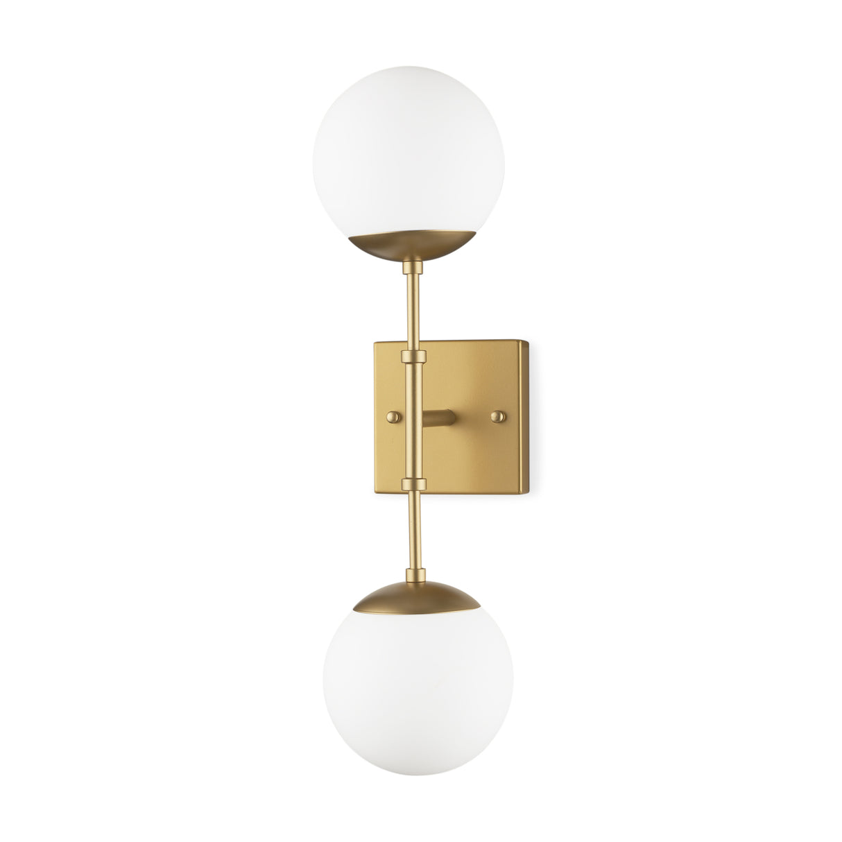 Edie Brushed Gold Metal w/ Frosted Glass Globes 2-Light Wall Sconce from Mercana - Luna Furniture