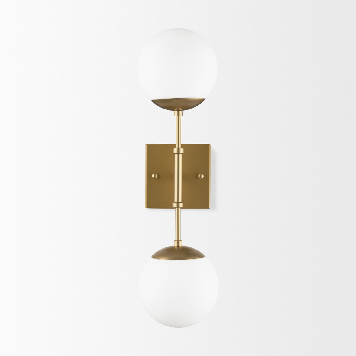 Edie Brushed Gold Metal w/ Frosted Glass Globes 2-Light Wall Sconce from Mercana - Luna Furniture