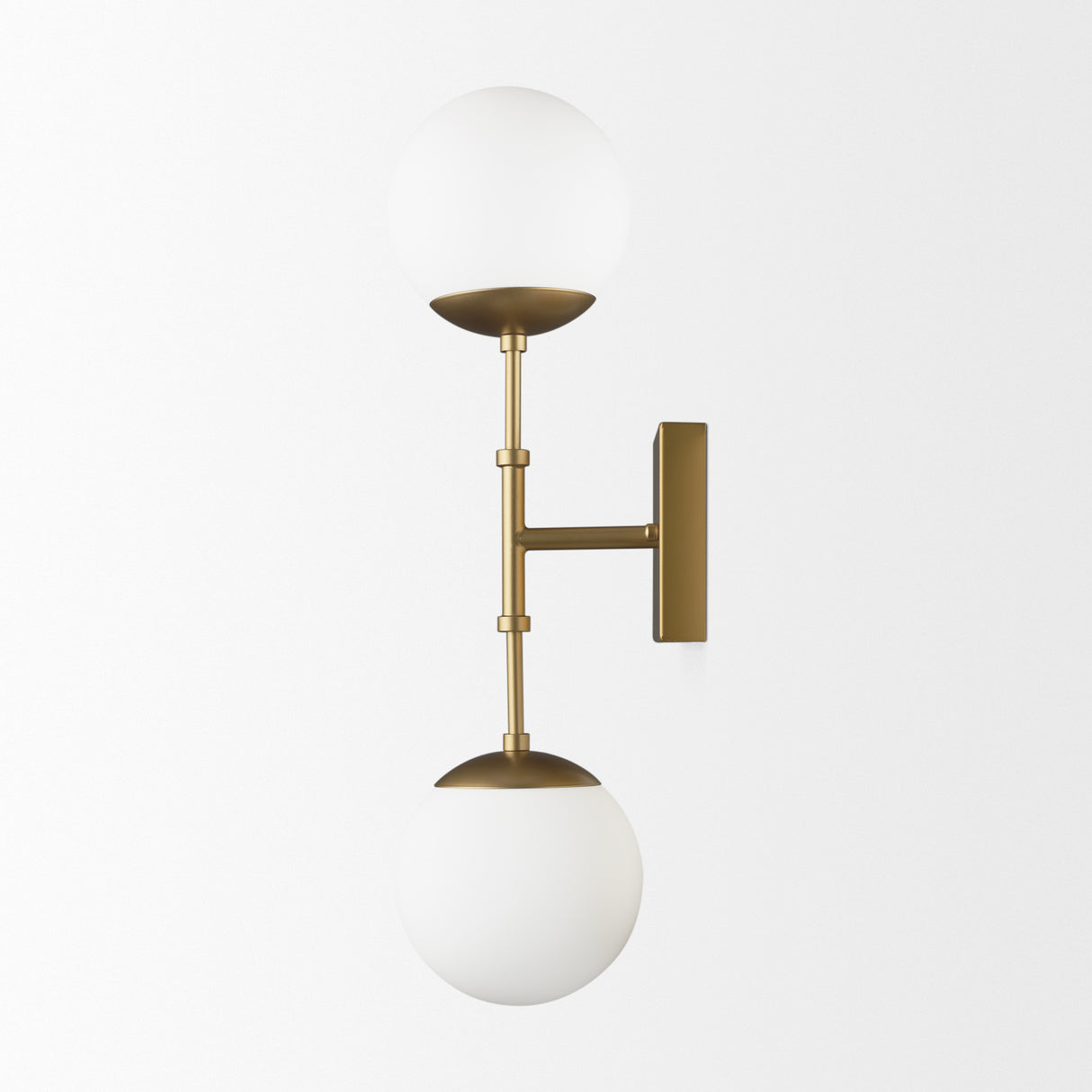 Edie Brushed Gold Metal w/ Frosted Glass Globes 2-Light Wall Sconce from Mercana - Luna Furniture