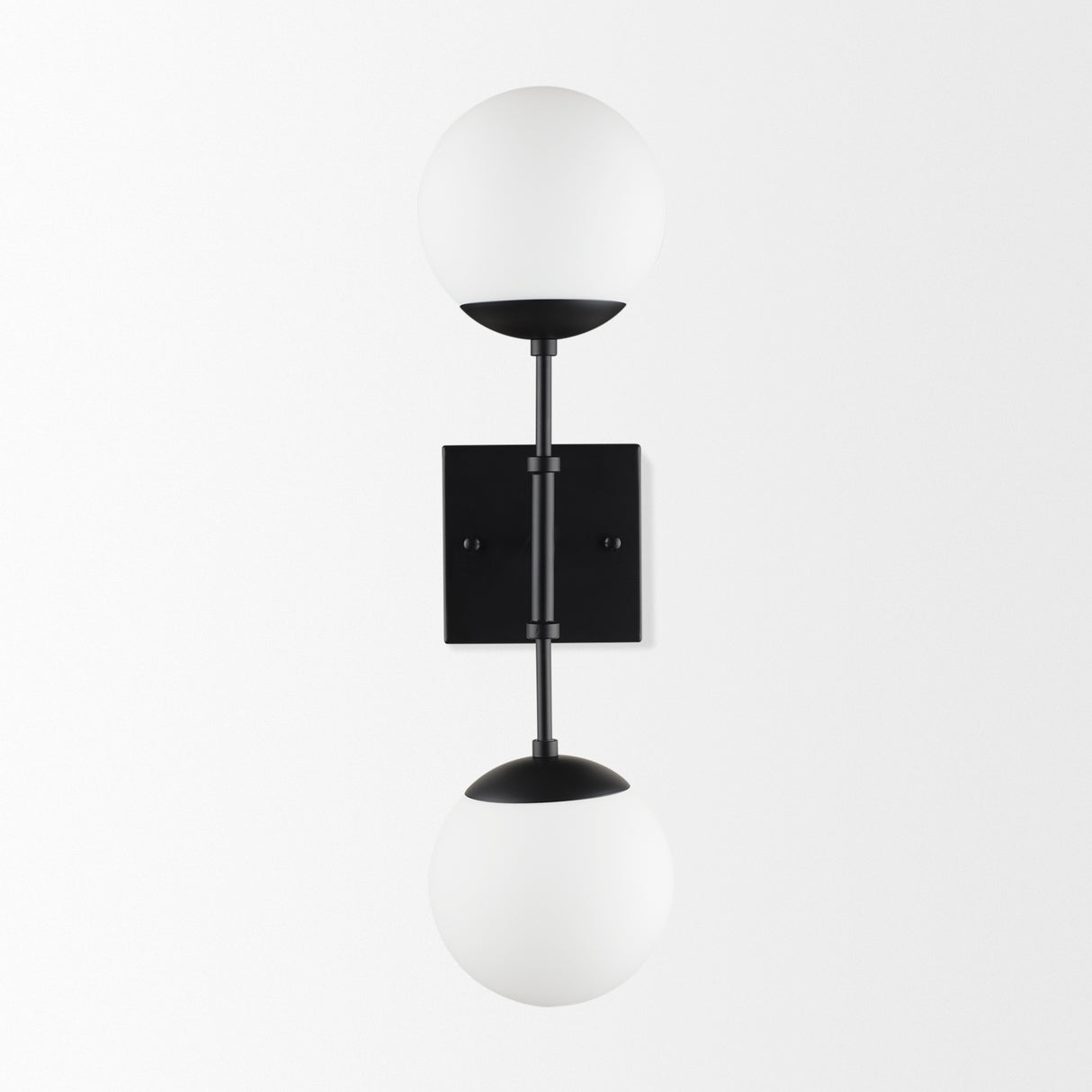 Edie Matte Black Metal w/ Frosted Glass Globes 2-Light Wall Sconce from Mercana - Luna Furniture