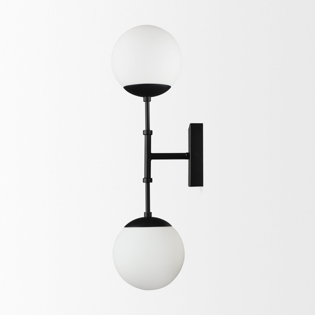Edie Matte Black Metal w/ Frosted Glass Globes 2-Light Wall Sconce from Mercana - Luna Furniture