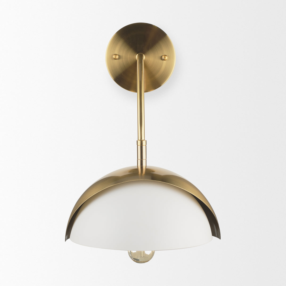 Cybill Brushed Brass w/ White Metal Shade 1-Light Wall Sconce from Mercana - Luna Furniture