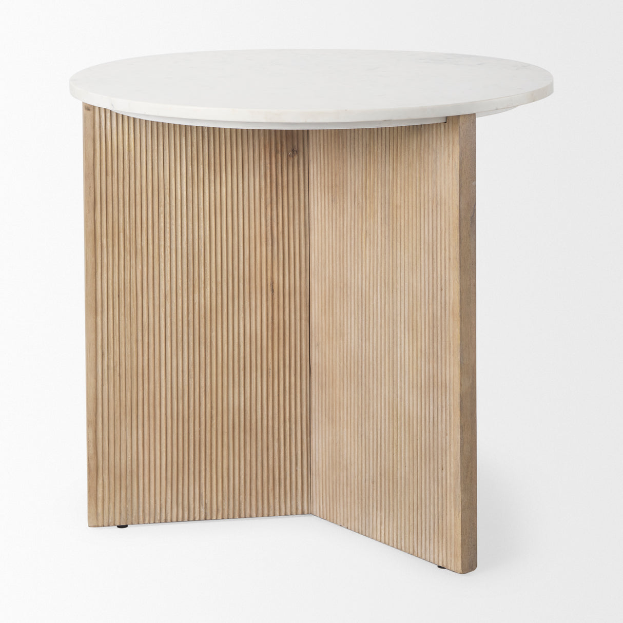 Enzo Marble Tabletop w/ Fluted Light Wood Base Foyer Accent Table from Mercana - Luna Furniture