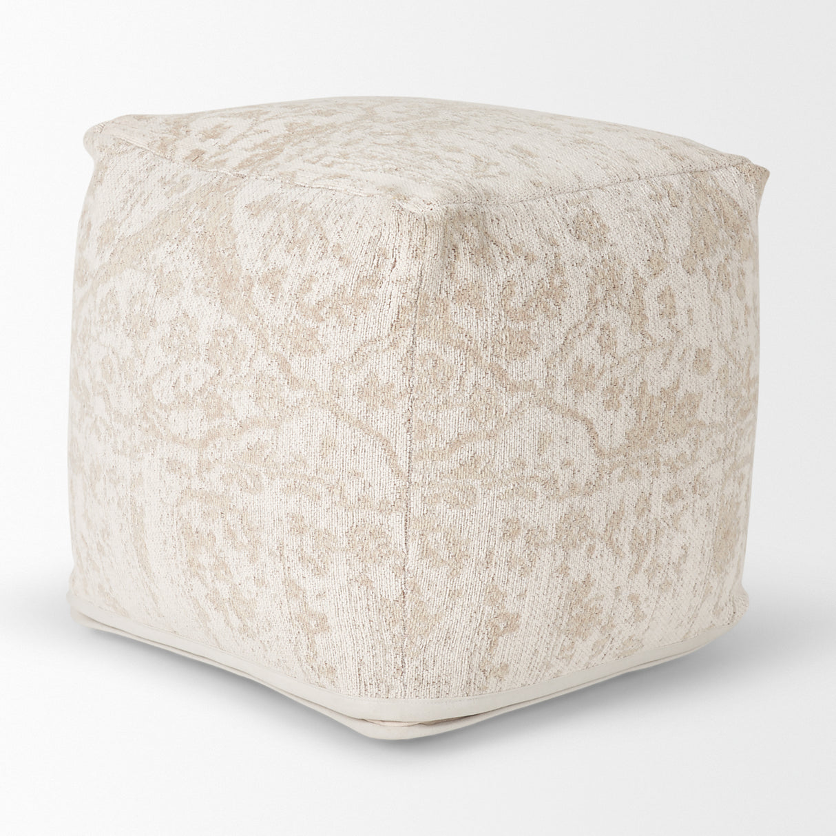 Khloe Small Cream Pouf from Mercana - Luna Furniture