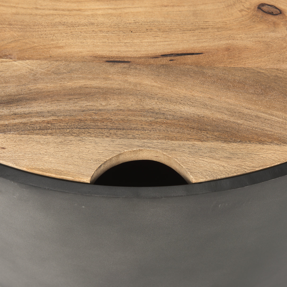 Eclipse Gunmetal Gray Drum Base w/ Brown Wood Top Nested Coffee Table from Mercana - Luna Furniture