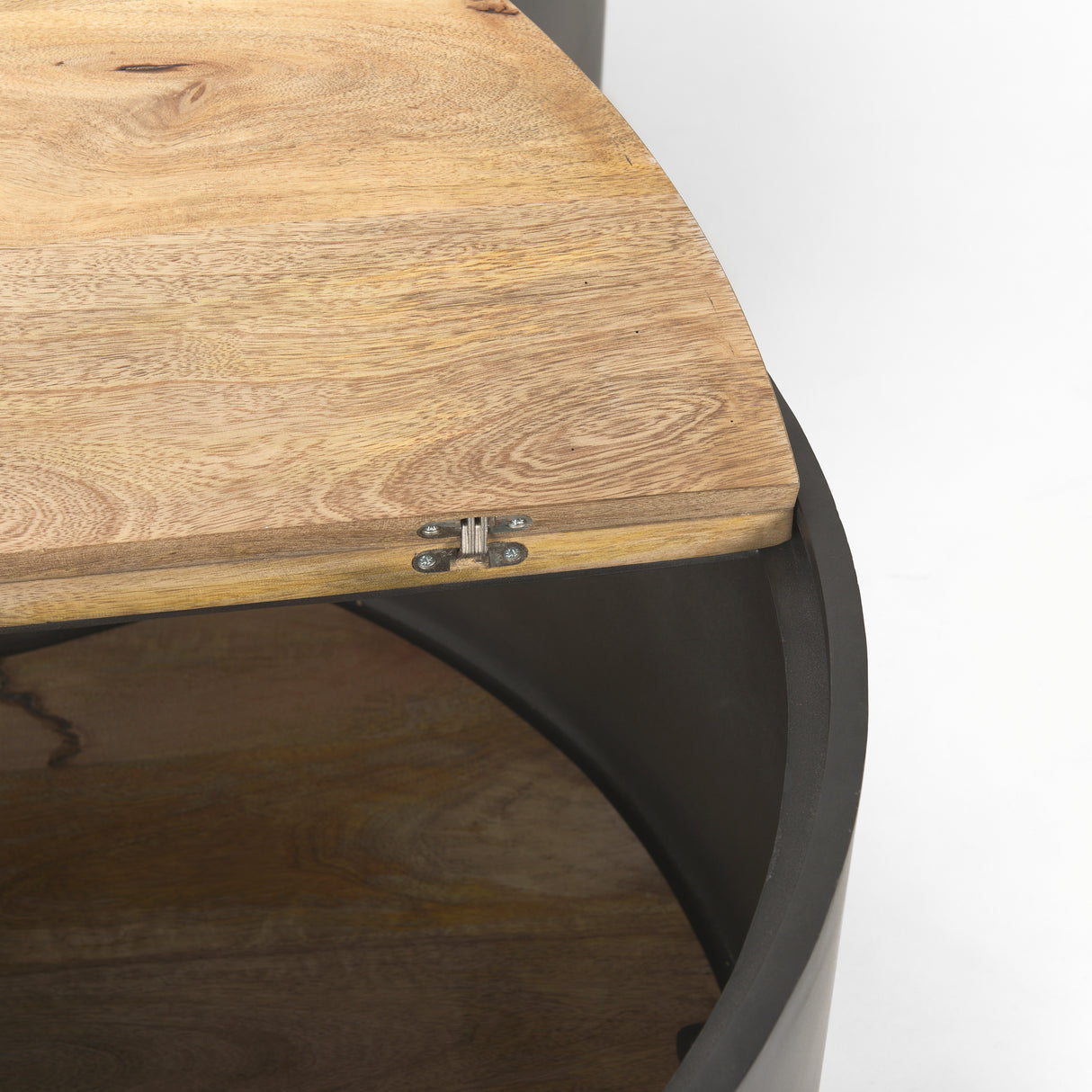 Eclipse Gunmetal Gray Drum Base w/ Brown Wood Top Nested Coffee Table from Mercana - Luna Furniture
