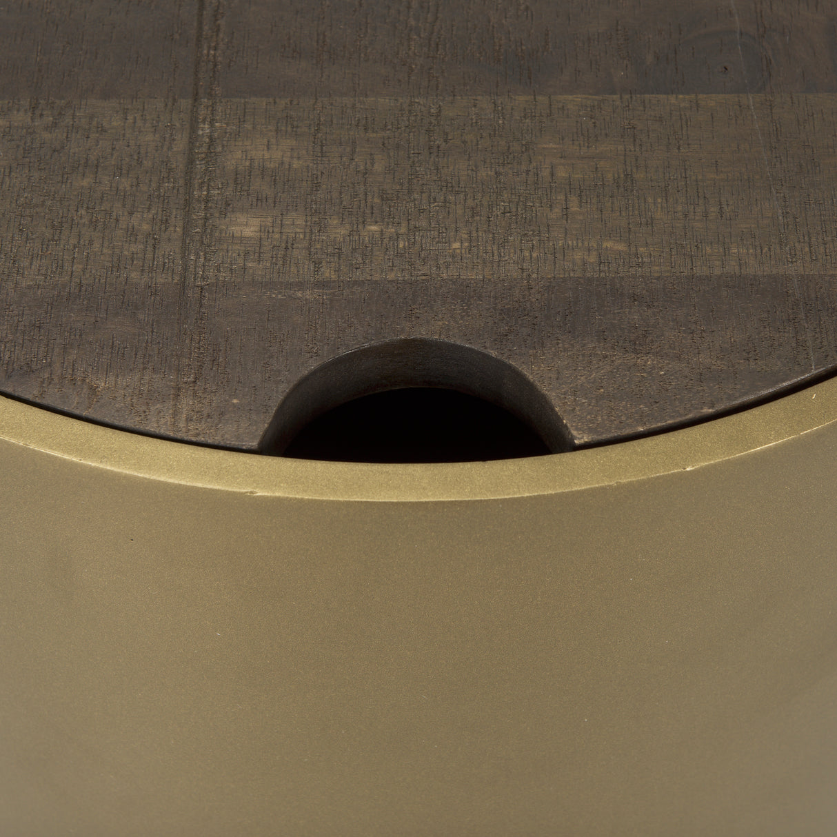 Eclipse Antique Brass Metal Drum Base w/ Dark Brown Wood Top End/Side Table from Mercana - Luna Furniture