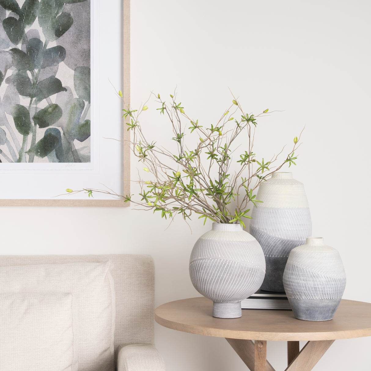 Blume 12.5H Off-White w/ Gray Textured Vase from Mercana - Luna Furniture