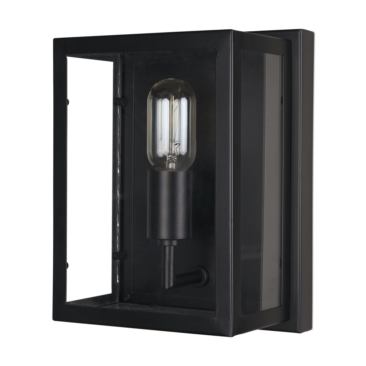 Cairn Matte Black Metal w/ Glass 1-Light Wall Sconce from Mercana - Luna Furniture